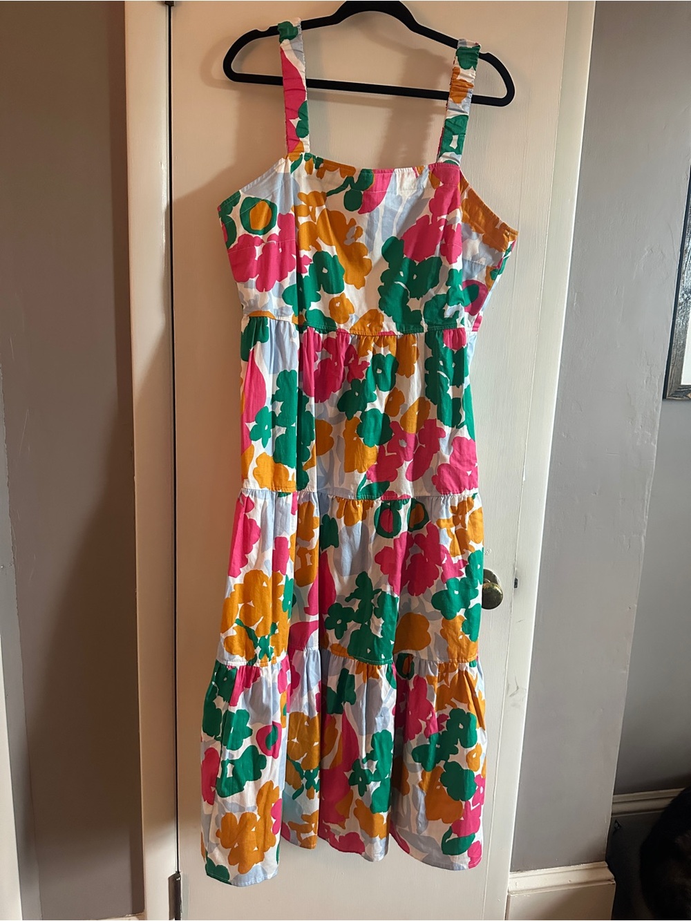 Floral Tiered Sundress in White, Pink, Green & Yellow